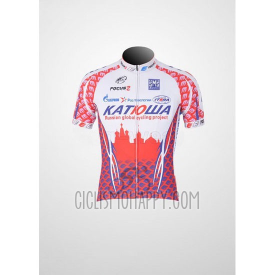 Katusha Cycling Jersey Bib Short 2011 Short Sleeve White and Red